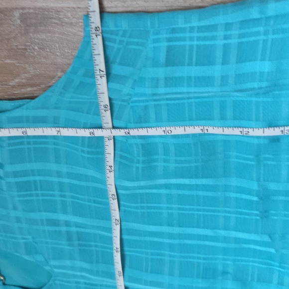 Dana Buchman Asymmetrical Blue Tank Top with Mandarin Collar - Picture 6 of 7